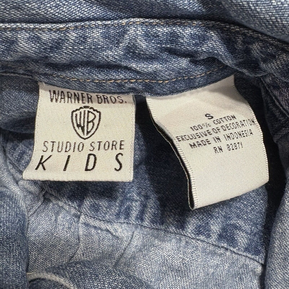 Vintage Scooby Doo Denim Button Up Shirt Warner Bros 1998 Kids Size Sm - Picture 4 of 5